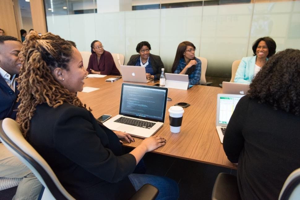 Professionals in a collaborative discussion